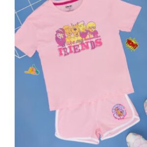 Pantaloons Junior Pink Printed Sleepwear Half Sleeves Round Neck Girls Oversized TShirts For 15 TO 16 Yrs