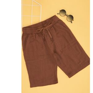 Pantaloons Junior Brown Solid Knee Length Casual Boys Regular Fit Shorts For 8 TO 9 Yrs