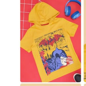 Pantaloons Junior Yellow Printed Casual Half Sleeves Hood Boys Regular Fit TShirt For 8 TO 9 Yrs