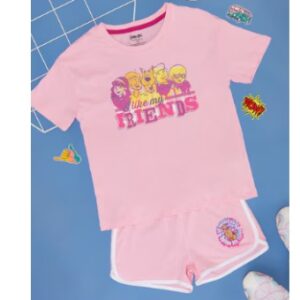 Pantaloons Junior Pink Printed Sleepwear Half Sleeves Round Neck Girls Oversized TShirts For 13 TO 14 Yrs