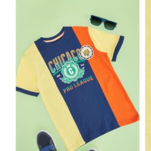 Pantaloons Junior Navy Printed Casual Half Sleeves Round Neck Boys Regular Fit TShirt SIze 9 to 10 Yrs