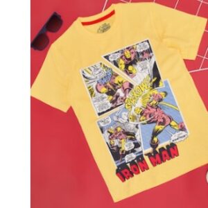 Pantaloons Junior Yellow Printed Casual Half Sleeves Round Neck Boys Regular Fit Shirts Size 9 to 10 Yrs