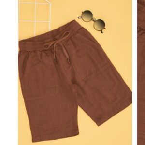 Pantaloons Junior Brown Solid Knee Length Casual Boys Regular Fit Shorts For 9 TO 10 yrs