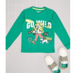 Pantaloons Junior Dark Green Self Design Winterwear Full Sleeves Round Neck Boys Regular Fit TShirt Size 4 TO 5 Yrs