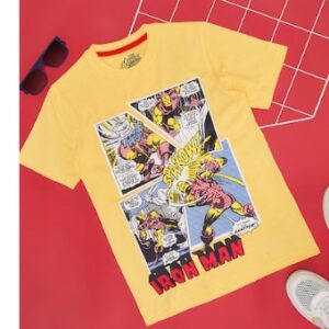 Pantaloons Junior Yellow Printed Casual Half Sleeves Round Neck Boys Regular Fit Shirts SIze 8 to 9 Yrs