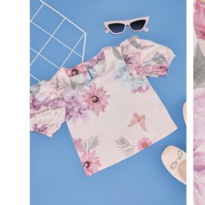 Pantaloons Junior Off White Printed Festive Puff Sleeves Round Neck Girls Regular Fit Tops Size 4 to 5 Yrs