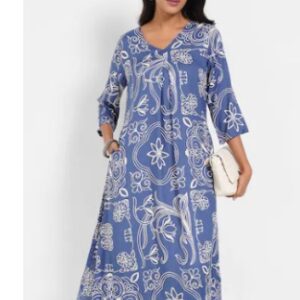 Rangmanch Blue Printed Pleat Detailed Workwear Set Size Smalln