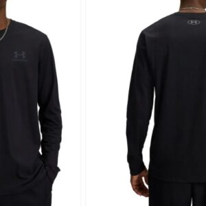 Under Armour Black Left Chest Long Sleeve T Shirt Colour Black Size S