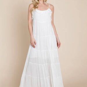 Private Label Tiered Tie Strap Cami Maxi Dress ROLYPOLYAPPAREL COLOUR WHIGHT