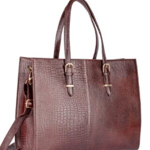 AMOREE Textured Two Handles Laptop Bag Brown colour