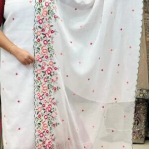 Private Label NET COTTA FABRIC WITH THREAD WORK UNSTICHED SALWAR SET MULTICOLOR