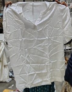 Private Label Men Short Sleeve Relaxed Fit Deep Revere Satin Shirt COLOUR WIGHTE SIZE XL