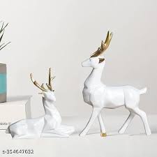 Deer Set White Of 2 Premium Showpiece