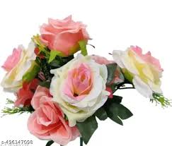 Artificial Flower Multicolour Rose Bunch For Home