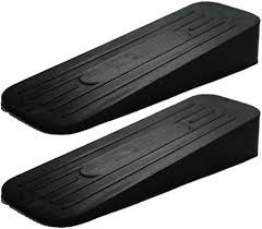 Black Rubber Door Stopper Wedge 1 Pair