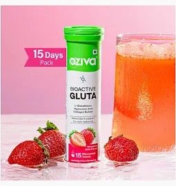 Oziva Bioactive Gluta Fizz Strawberry Swirl 15 Tablets