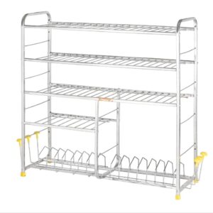 Patel Raj Stainless Steel Patel Raj Square Pipe Kitchen Stand Point Of Shelves 4 Shelves