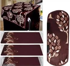 Brown Colour Fridge Top Cover With 3 Mate