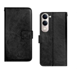 Vivo Y19E 5G Black Colour Wallet Mobile Cover