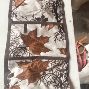 Brown Colour With Flower Printed Wall Hanging Set Of 2 Pockets
