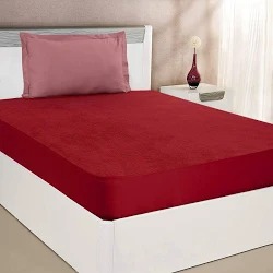Featherlite Mattress Cover Full Elastic Colour Maroon Size 1 Point 82 Mtr X 1 Point 97 Mtr