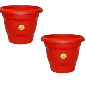 Plastics Garden Flowering Planter Plastic Pots Pack Of 9 Colour Red