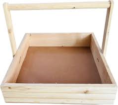 Handcrafted Pinewood Basket Tray With A Handle