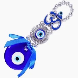 Om Design Evil Eye With Blue Pendant Decoration