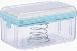 Plastic Cloth Washing Soap Roller Dispenser Case With Lid Having Roller Blue Blue