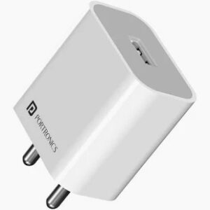 Portronics Adapter 2 Point 4A 12W Fast Wall Charger For Iphone Pro Air 2 Mini 3 Mini 4 Samsung S4 S5 White