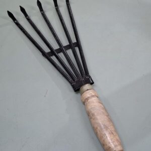 Lynette Hand Rake With Wooden Handle 5 Tine Steel Head Garden Cultivator Soil Leaves