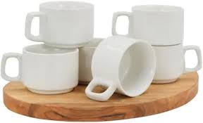 Plain Classic White Ceramic Coffee Cup Set Of 6 140Ml