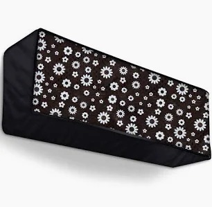 Black Colour White Flower Printed Ac Cover