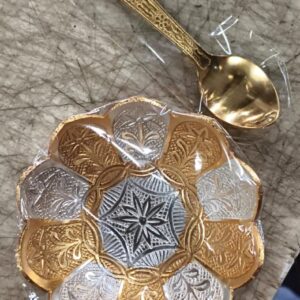 Premium Gold Silver Plated Decorative Bowl With Spoon Gift Box Included