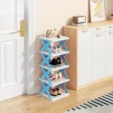 Plastic Foldable Shoe Rack Plastic Black 5 Layer