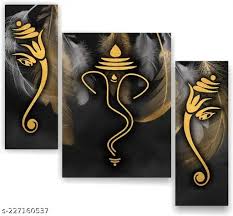 Ganesha Wall Painting Black Set Of 3