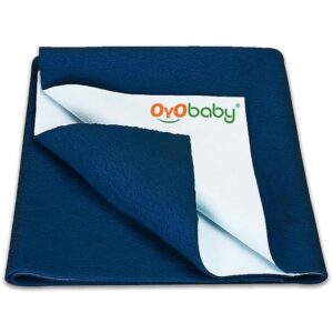 Oyo Baby Water Resistant Bed Baby Dry Sheet Absorbance Large 140 Cm X 100 Cm Dark Sea Blue