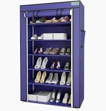 6 Layer Shoe Rack Cover Frame Shoe Organizer Home Entryway Closet Stackable Space Saving Easy Assembly