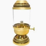 Gold Plated Glass Akhand Diya Lamp