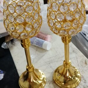 Crystal Brass Light Candle Holder Stand 12 Inches Pack Of 2