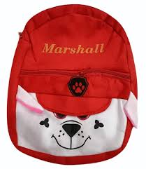 10 Point 5 L Backpack Red Paw Patrol Dog Cartoon Soft Plush Teddy Bear Pre Nursery School Bag Red