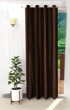 Solid Decor Door Curtain Semi Sheer Coffee Brown 4 X 7 Feet Grommets Eyelet Washable