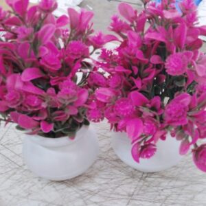 Attractive Look Artificial Pink Flowers With Pot Set Of 2