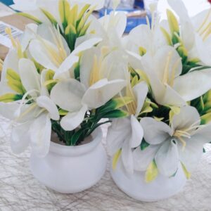 White Artificial Plants For Home Decor Set Of 2