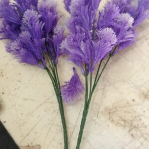 Purple Plastic Artificial Lavender Flowers Home Decor 2Pc