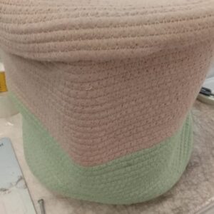 Jute Light Brown And Light Green Basket With Lid