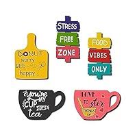 Mybuddy Fridge Magnet Printed Wooden Tea Food Quotes Intellectual Magnetic Sticker 5 Pcs