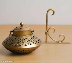Small Handi Degchi Style And Tlight Dhoop Holder With Chain Bracket