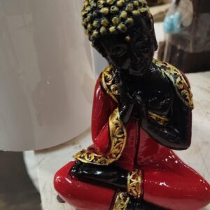 Maroon And Black Ascension Antique Finish Handcrafted Thinking Buddha Showpiece