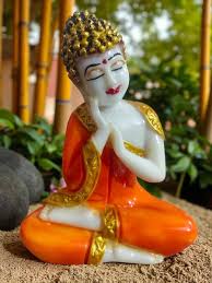 Orange White Buddha Statue Home